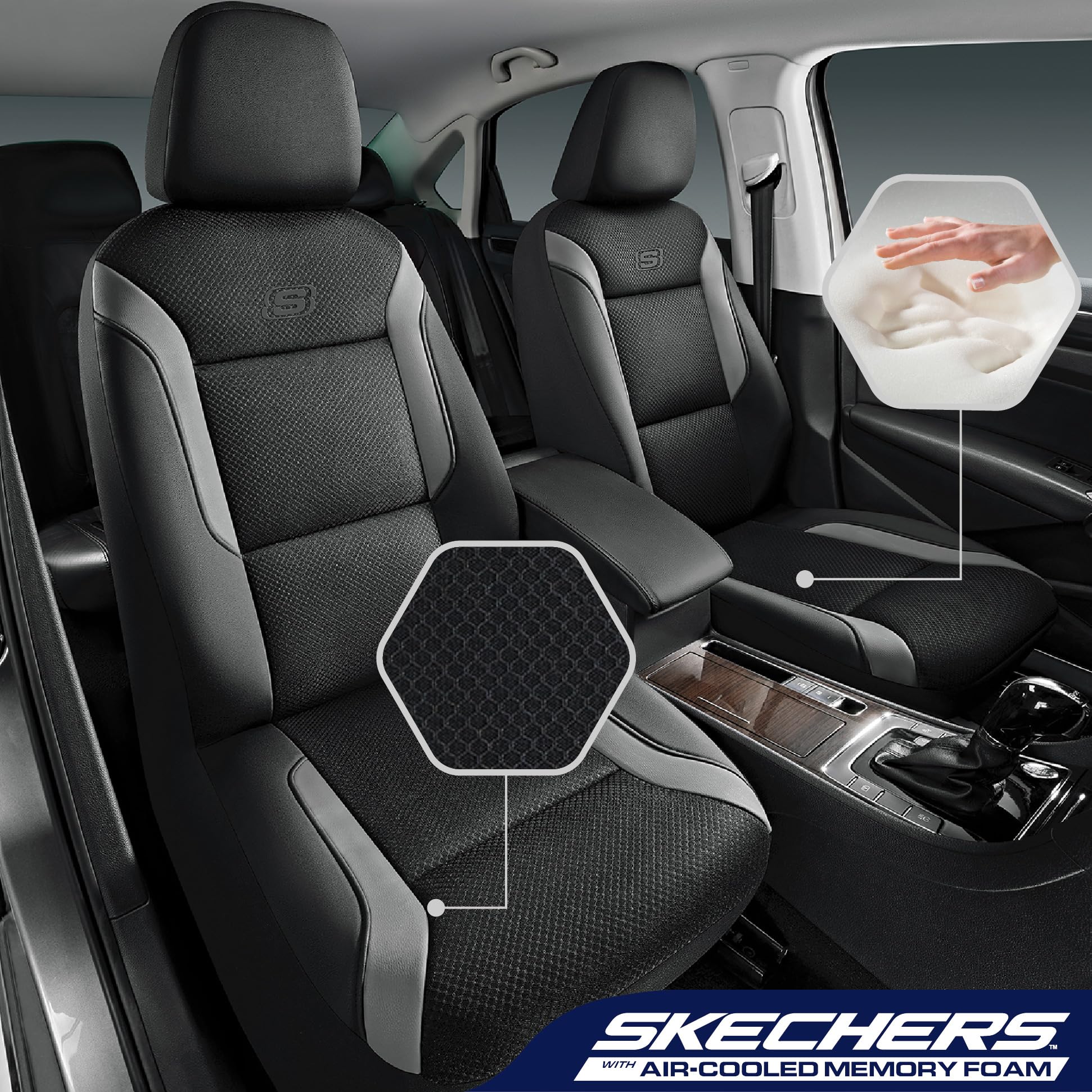 Skechers memory foam car seat cover full set protects interior while boosting comfort