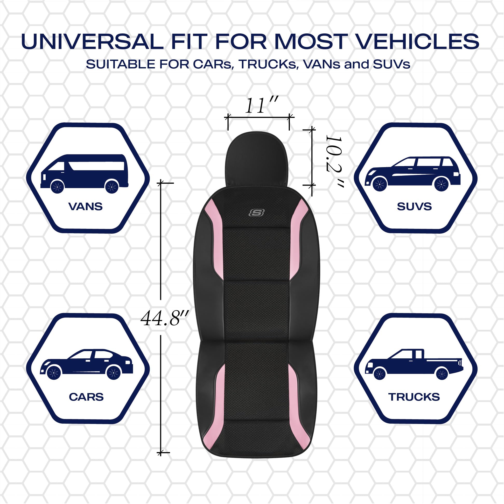 Skechers memory foam seat cover pink airbag compatible design preserves safety features
