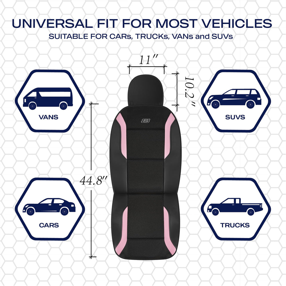 Skechers memory foam seat cover pink airbag compatible design preserves safety features