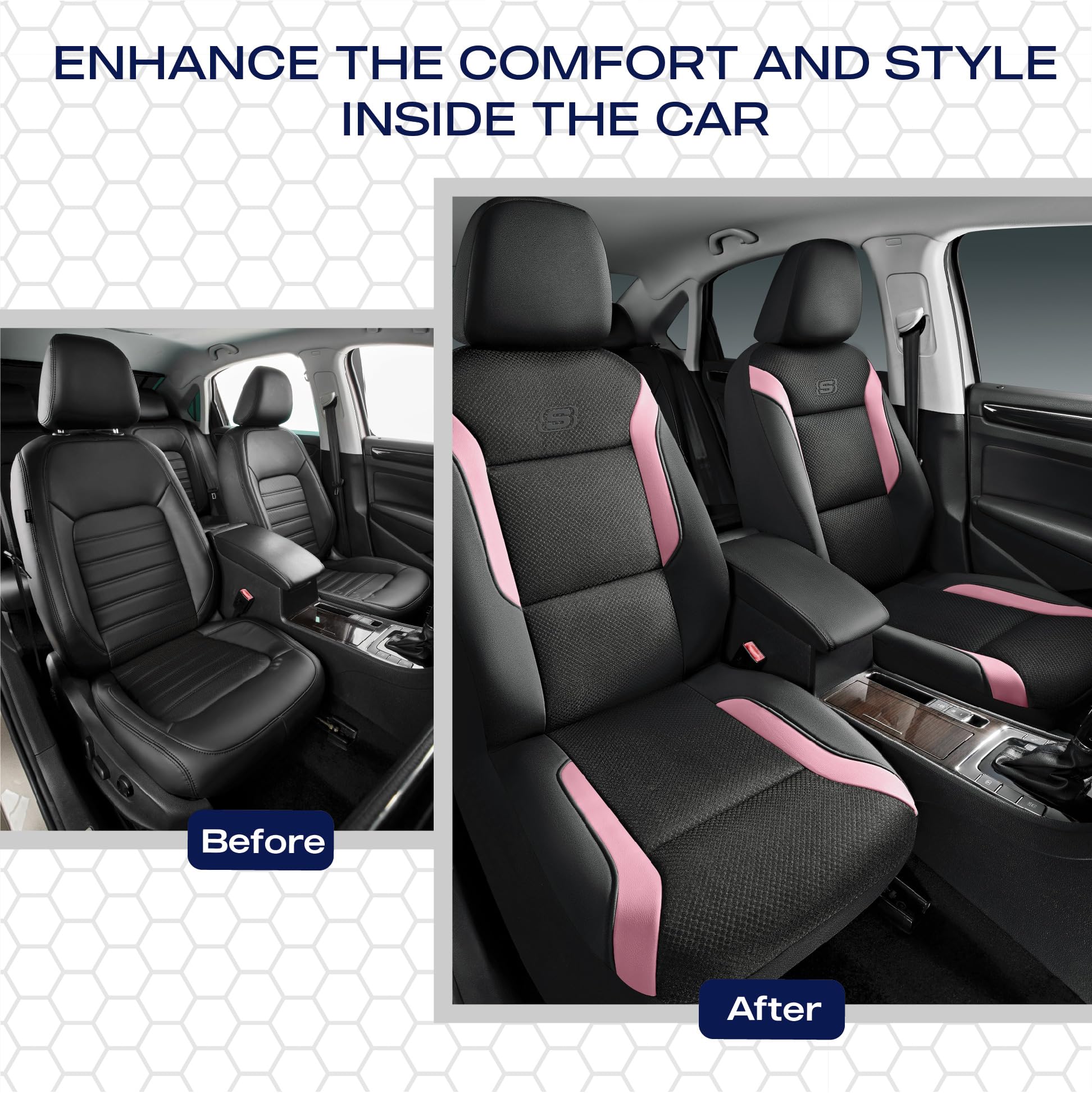 Skechers memory foam car seat cover pink interior view shows protection and style