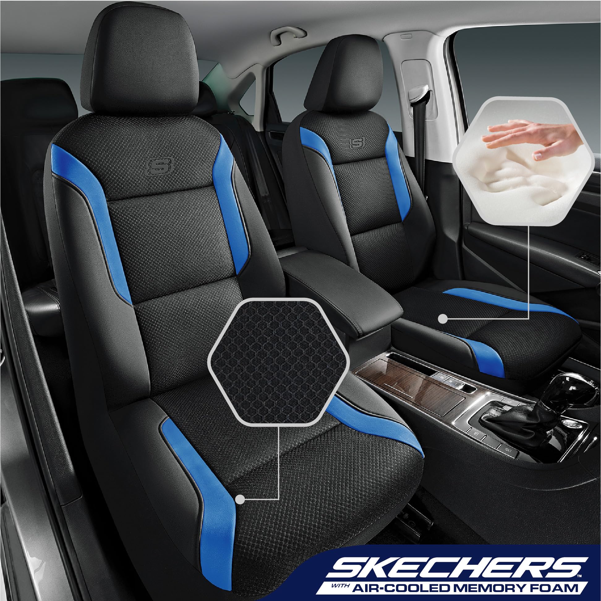 Skechers memory foam seat covers with air cool mesh for breathability