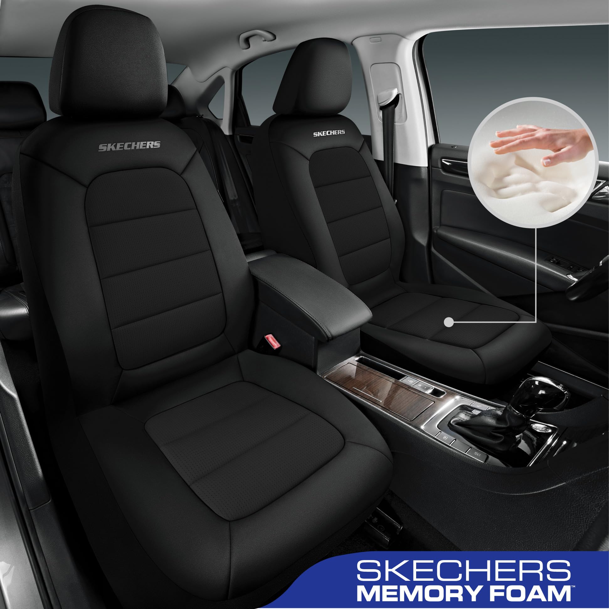 Skechers Memory Foam car seat cover airbag compatible design supports safe deployment