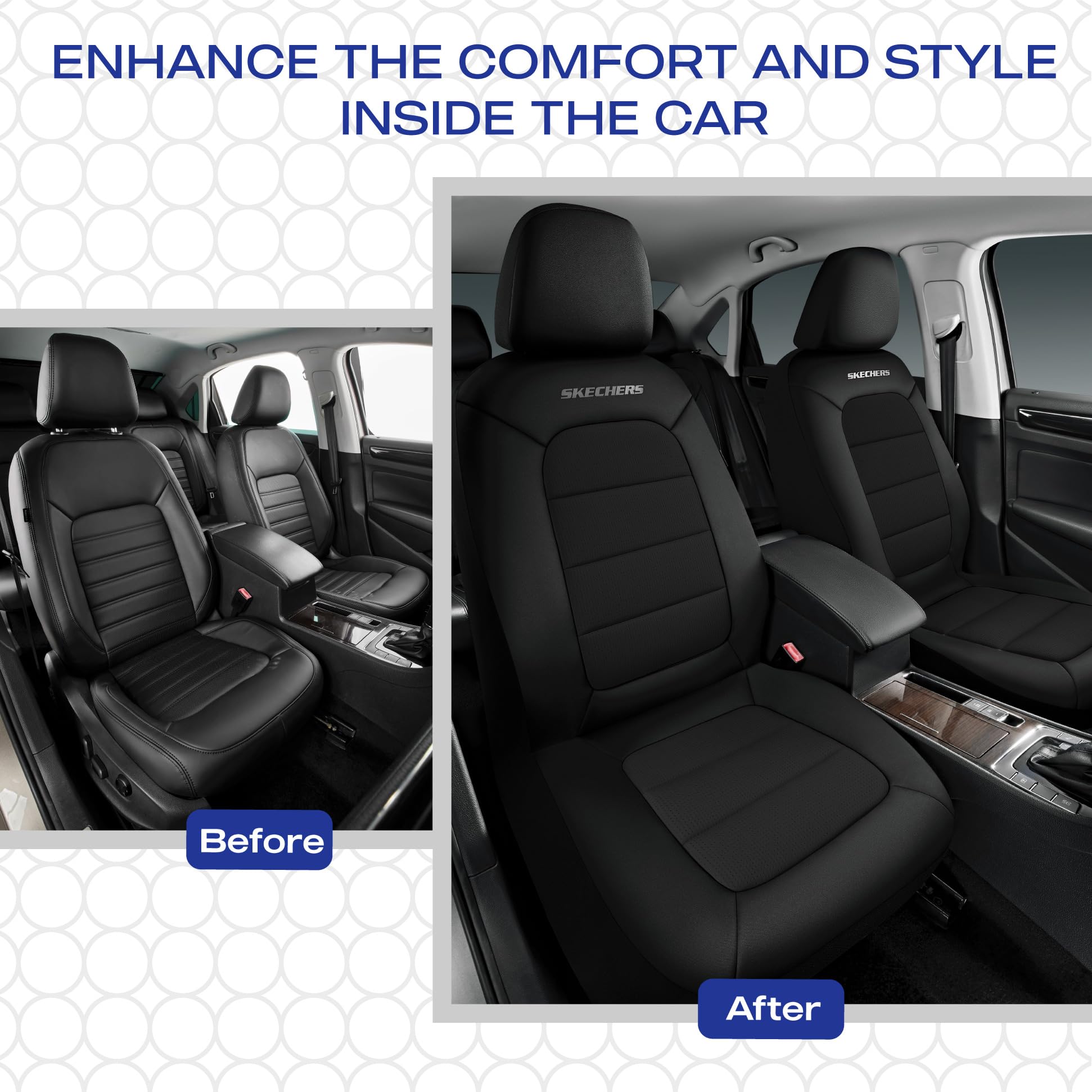 Skechers Memory Foam car seat cover polyester blend ensures durable performance