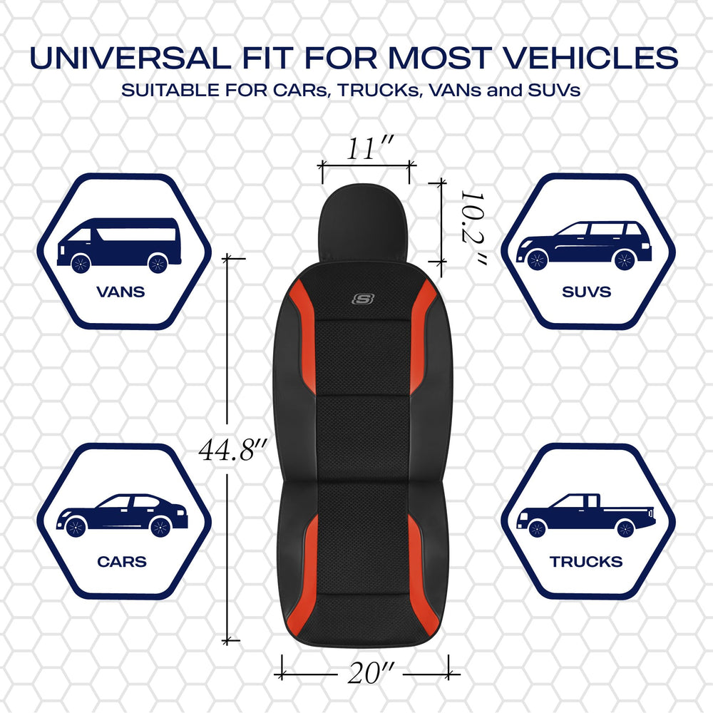Skechers memory foam car seat cover with airbag compatibility, front-seat view.