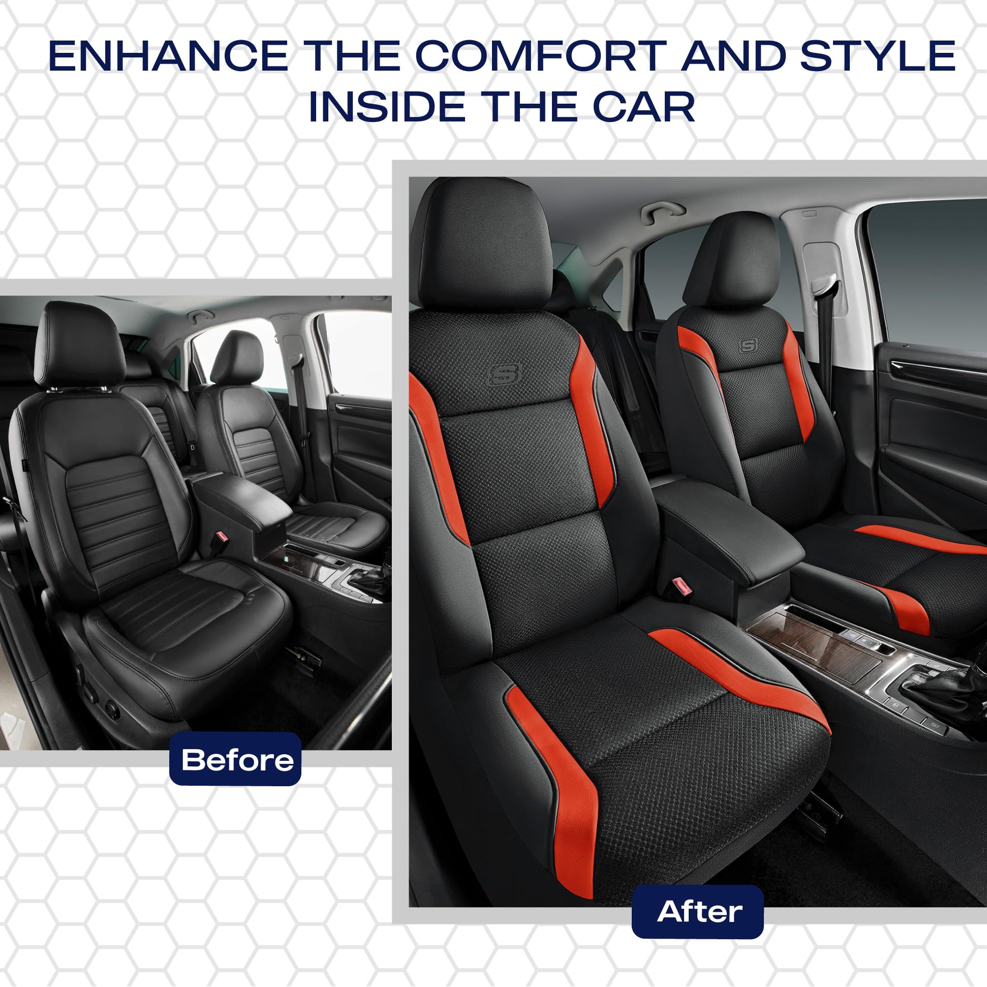Skechers memory foam leather seat cover, easy-slip-in design demonstration, quick installation.