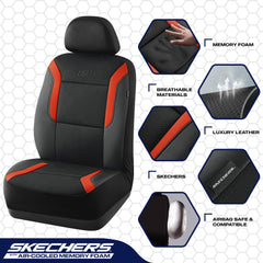 Skechers memory foam leather air-cool mesh car seat cover, rear seat view, interior protection and style.