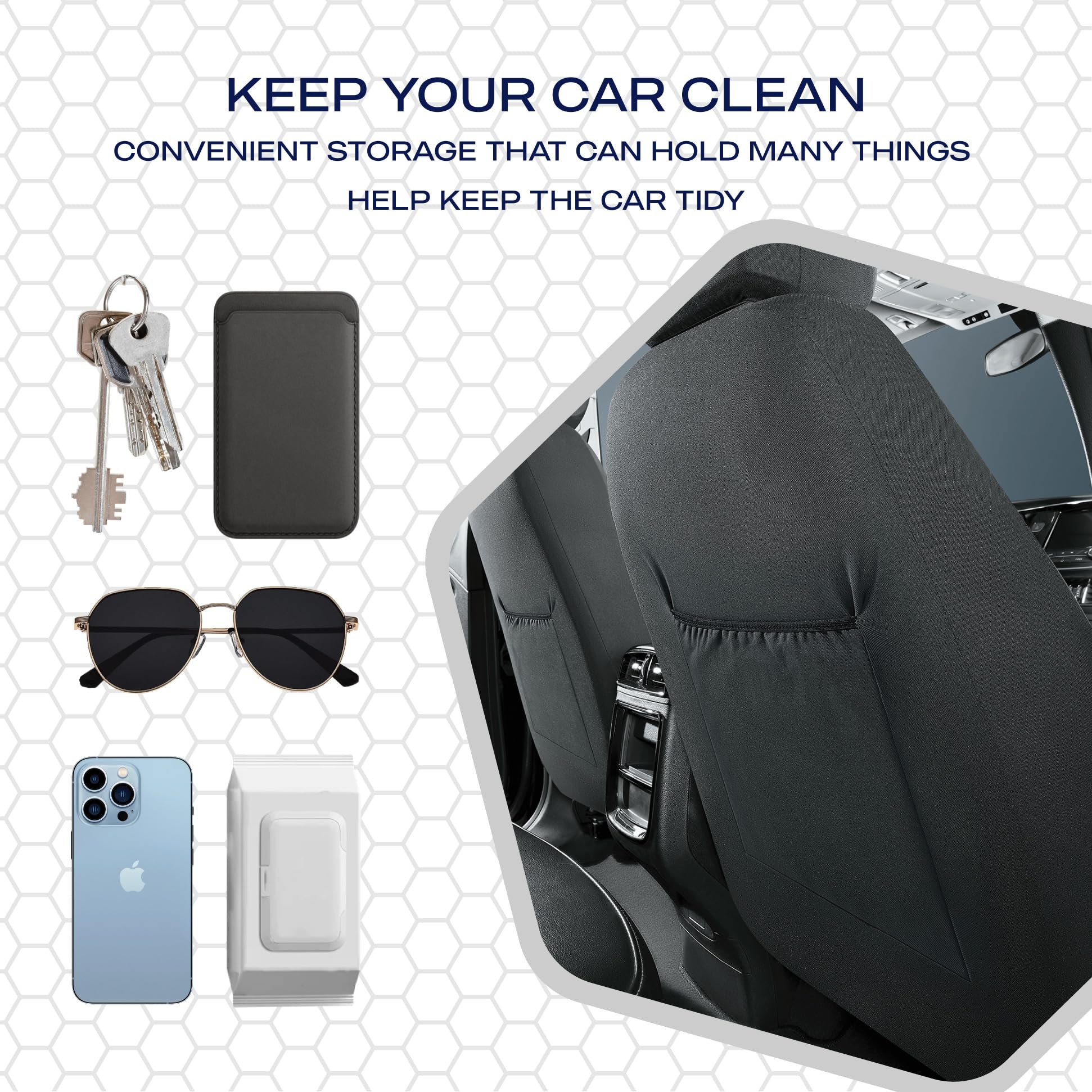 Skechers memory foam leather air-cool mesh car seat cover, universal-fit view for most cars.