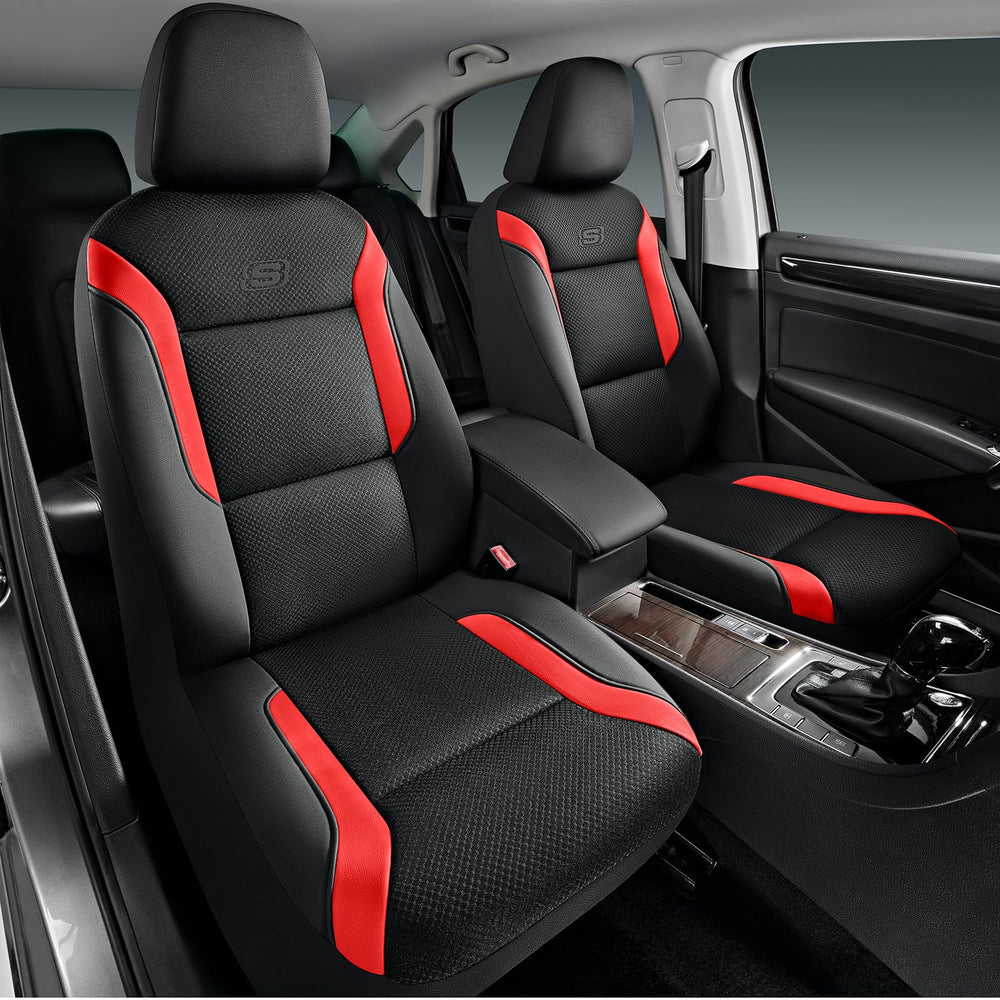 Skechers memory foam seat cover front red for daily driving comfort