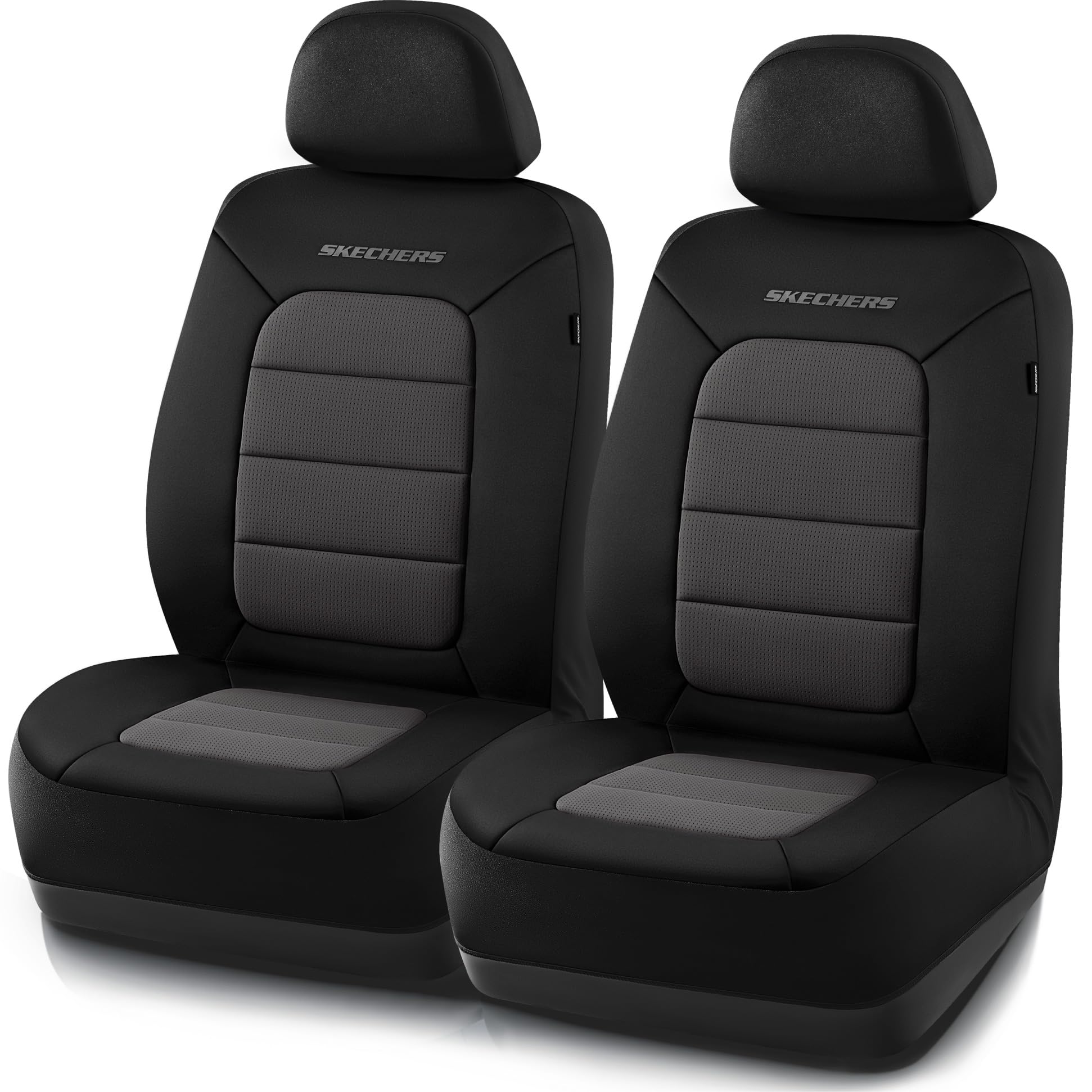Skechers memory foam seat cover front seat close-up showing contoured comfort