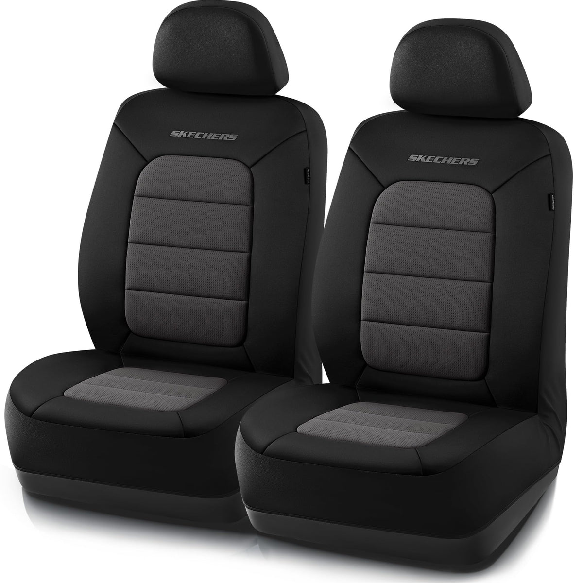 Skechers memory foam seat cover front seat close-up showing contoured comfort