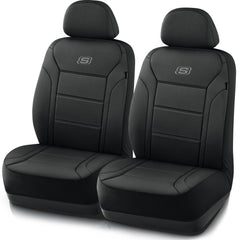 Skechers Memory Foam front seat cover closeup with contoured cushioning for comfort.
