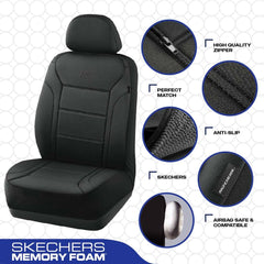 Skechers Memory Foam front seat cover demonstrates contouring support during daily commutes.
