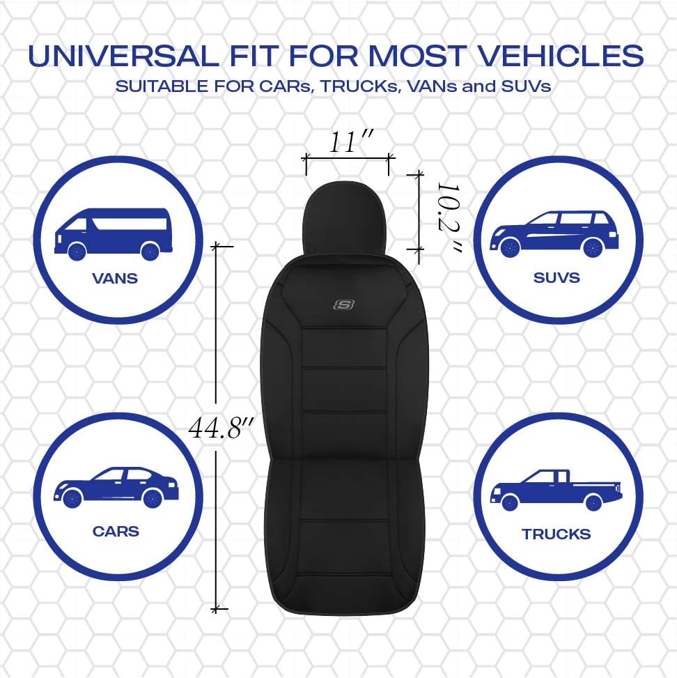 Skechers Memory Foam front seat cover's durable finish for daily use.