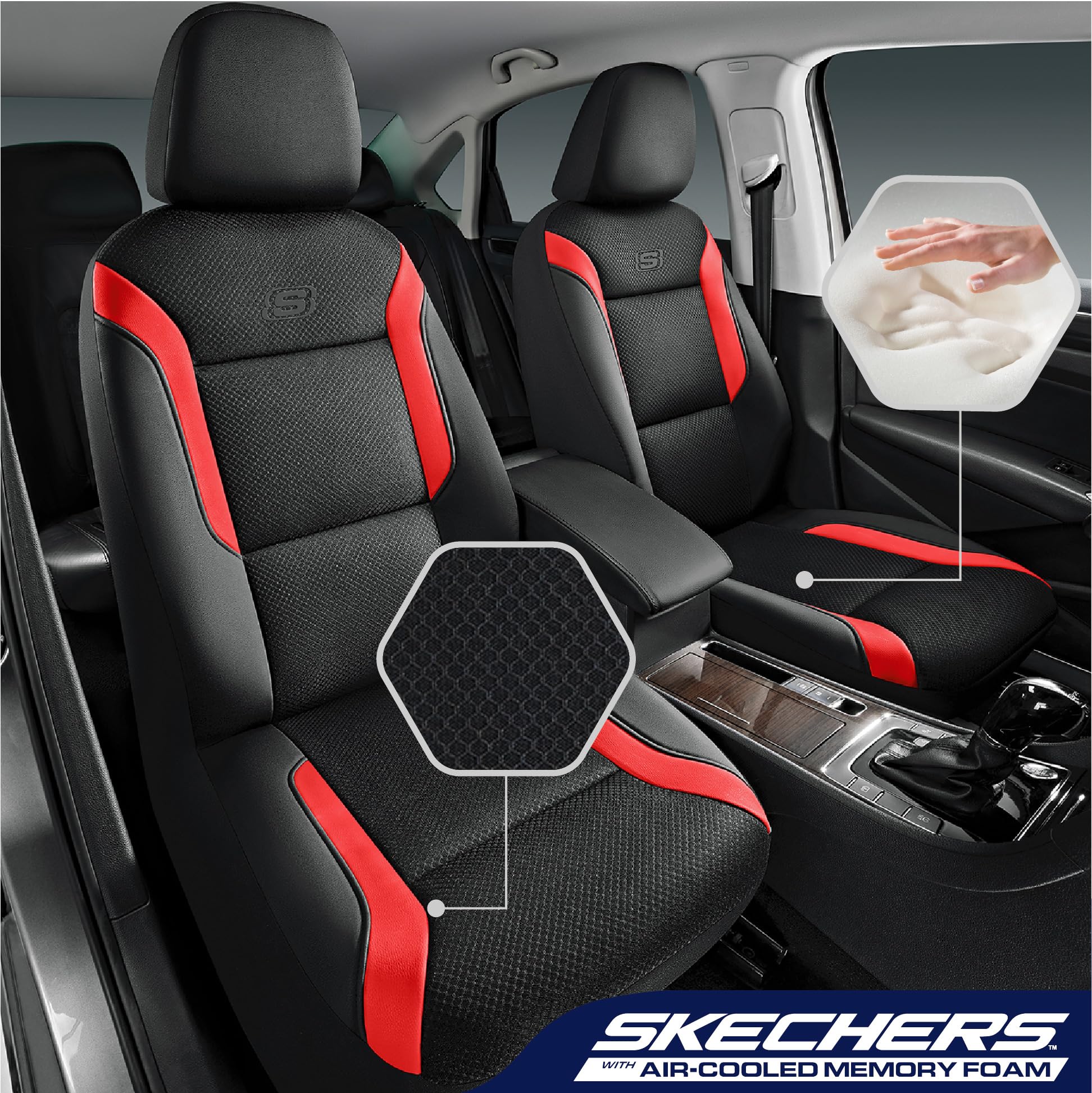 Skechers memory foam seat cover leather air cool mesh detail adds premium feel
