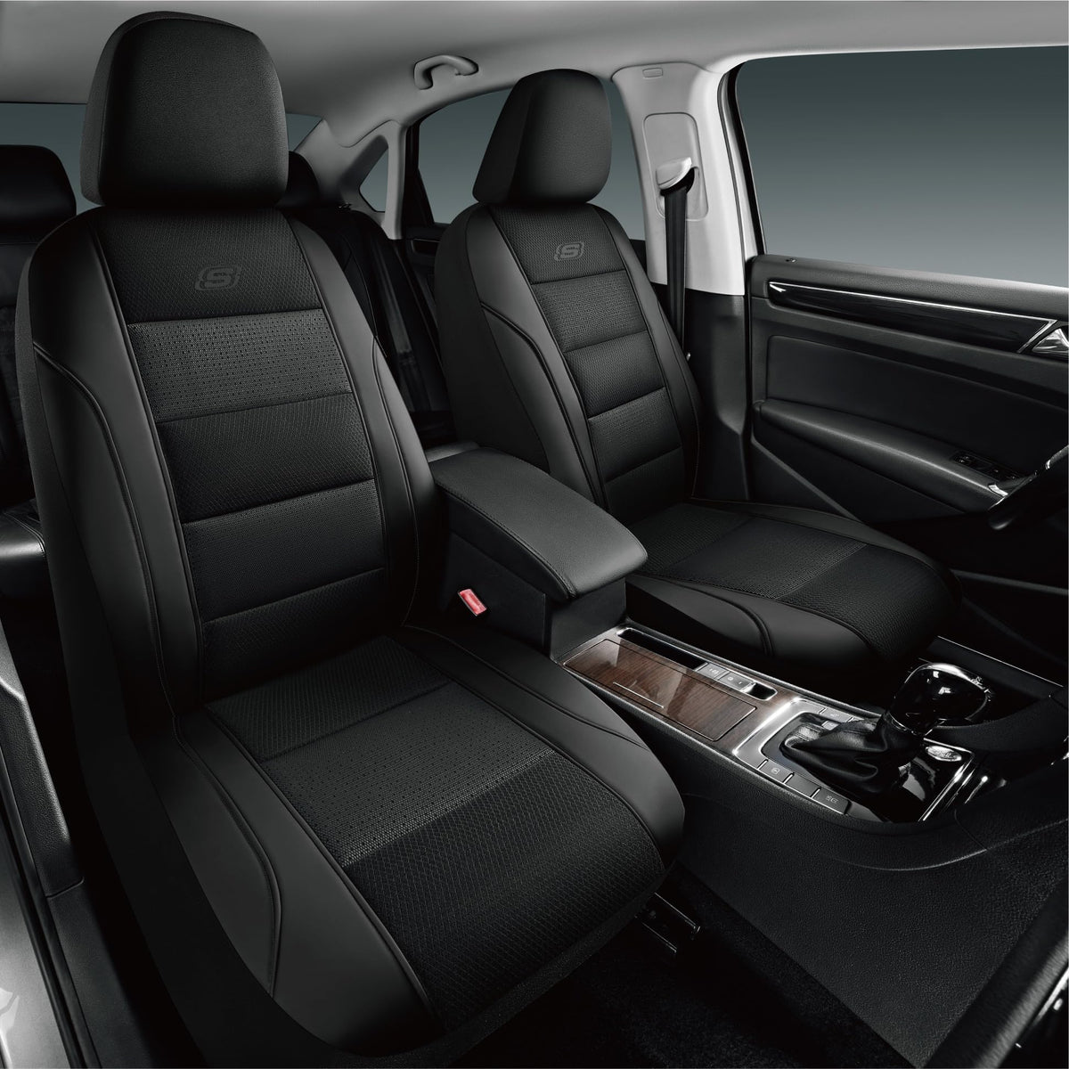 Skechers seat cover front seat with air-cooled mesh for cooler commutes.