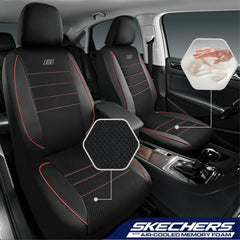 Skechers seat cover with leather piping detail adds premium style and durability