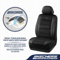 Skechers seat cover memory foam contours to body for ergonomic support.