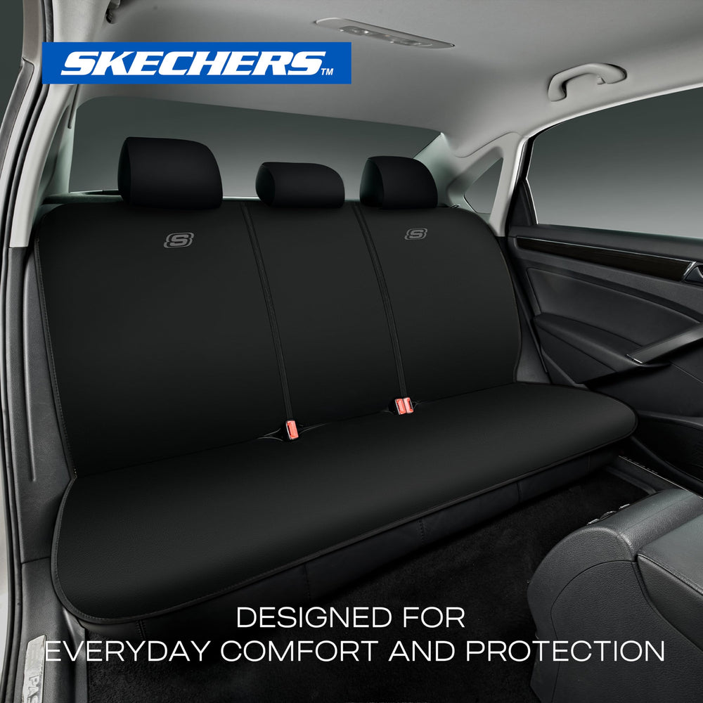 Skechers seat covers installation example demonstrates quick, tool-free setup.