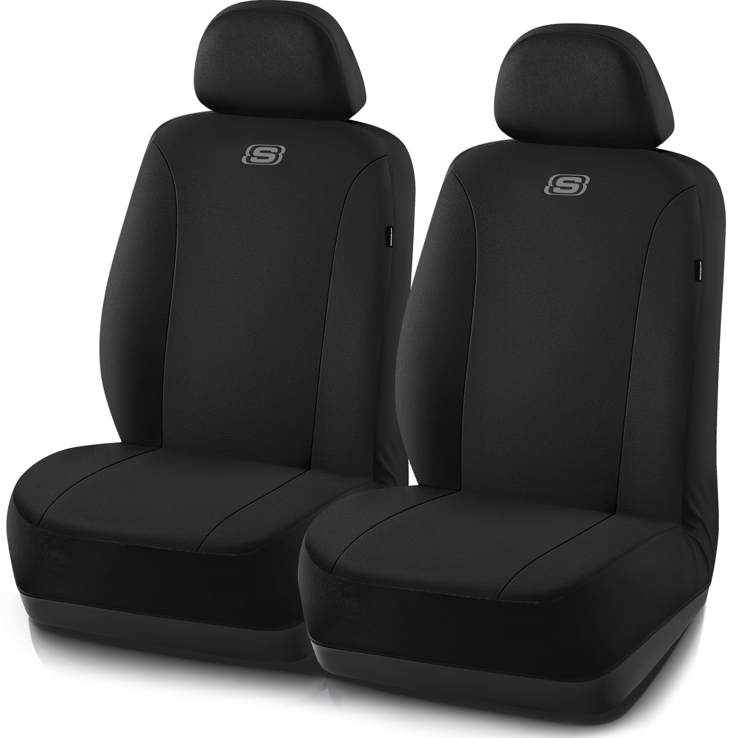 Skechers seat covers on front seats with breathable polyester for daily comfort.