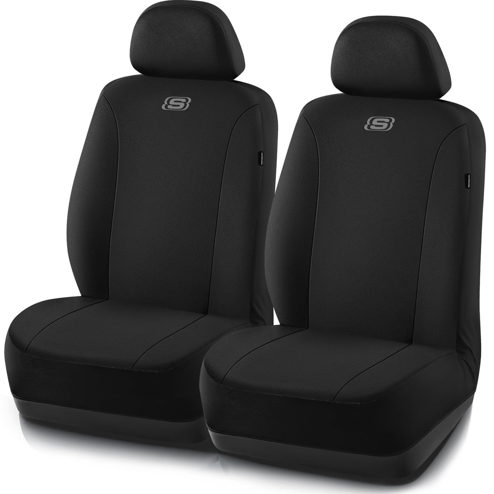 Skechers seat covers on front seats with breathable polyester for daily comfort.