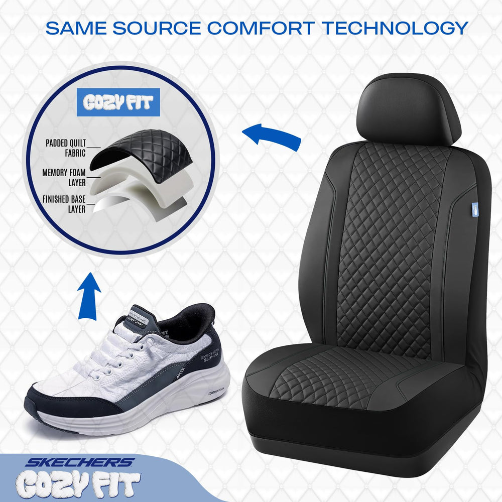Skechers seat covers leather texture close-up with premium look
