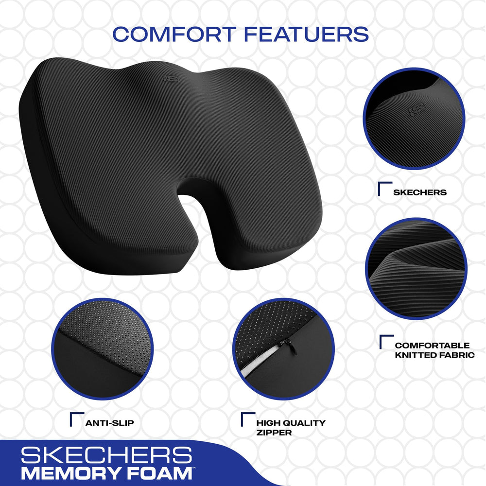 Skechers seat cushion side profile with non-slip bottom for secure placement