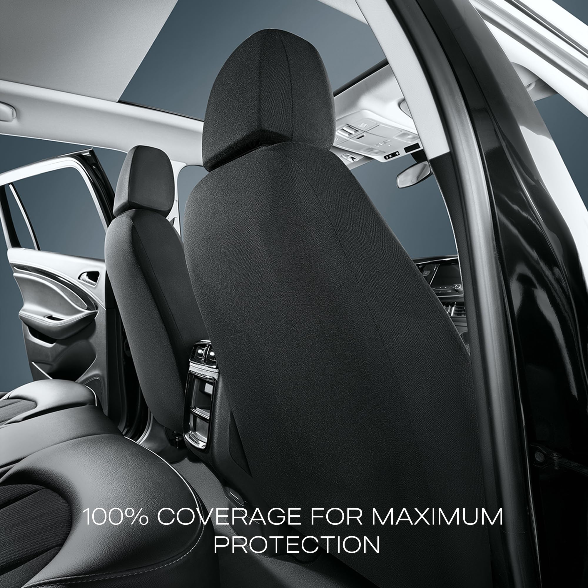 Skechers universal fit seat covers for cars, trucks, and SUVs.