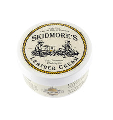 Skidmore's Leather Cream bottle pour provides quick conditioning and protection.