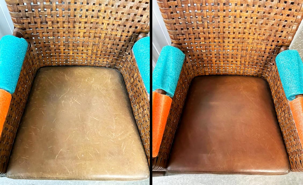 Skidmore's Leather Cream on purse leather renews luster and guards fading.
