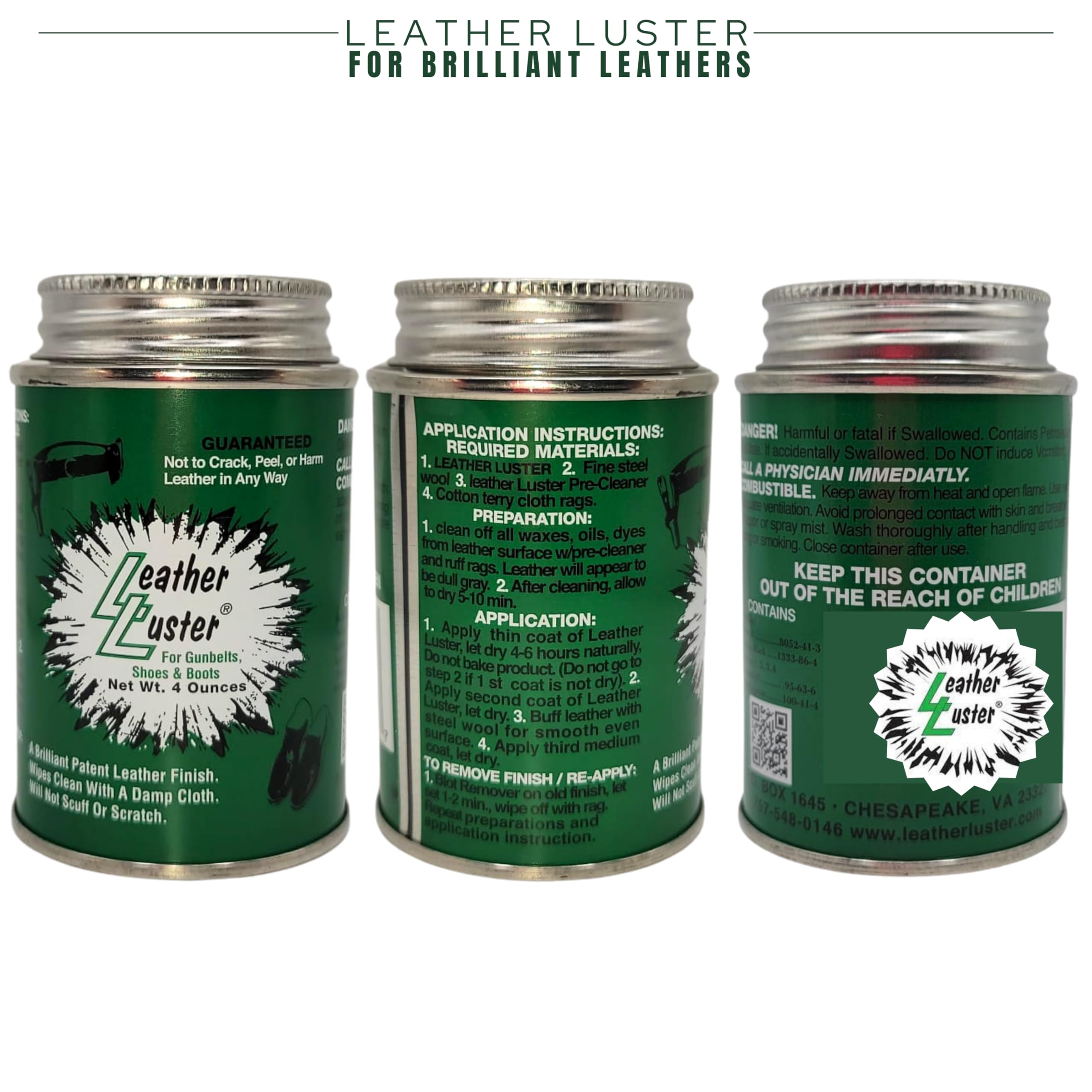 Skin Revolution Leather Luster polish application shows high gloss finish on leather