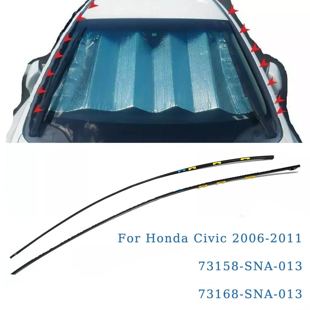 SKKYORO Honda Civic windshield roof molding close-up in glossy black finish.
