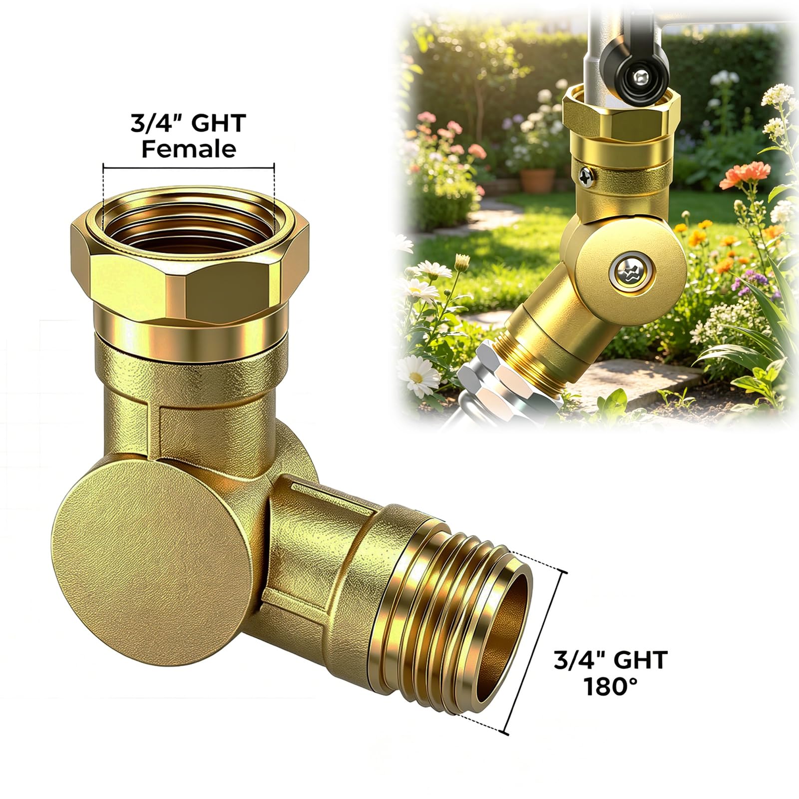 SKTMH swivel connector with 180° outlet adapts to angled hoses for smoother flow.