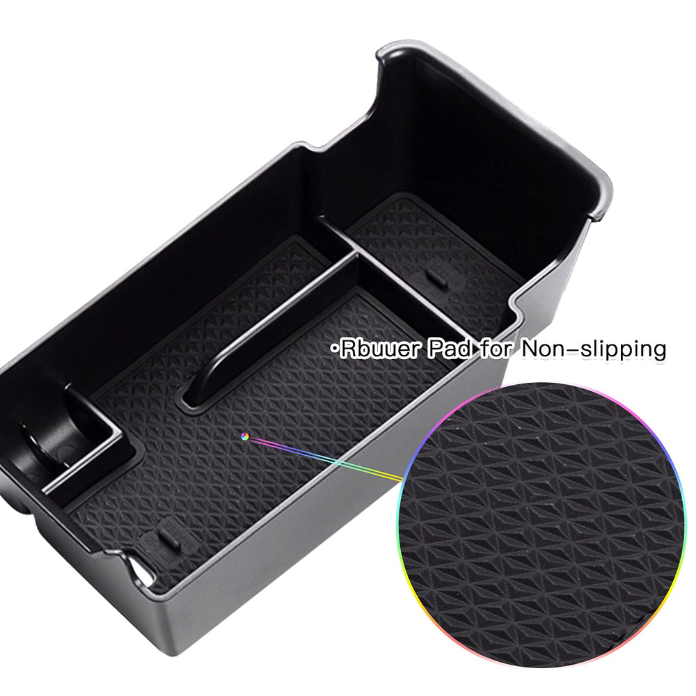 SKTU Envision console organizer shows divided storage for coins, cards, and small items.