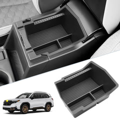 SKTU Forester center console organizer close-up showing high-quality ABS and rubber for tidy storage.