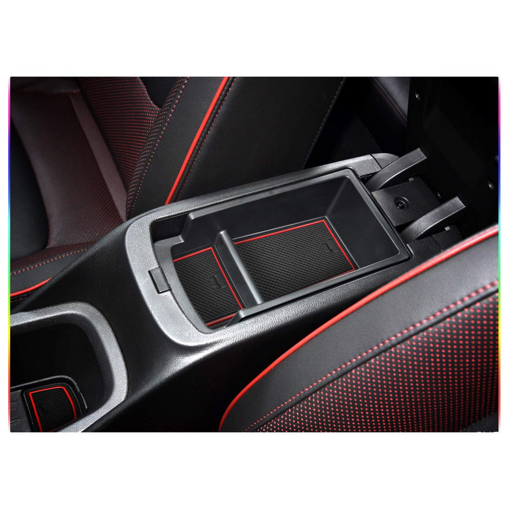 SKTU Trailblazer all weather interior mats in red enhance organization.