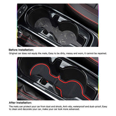 SKTU Trailblazer center console mat in red keeps items organized.
