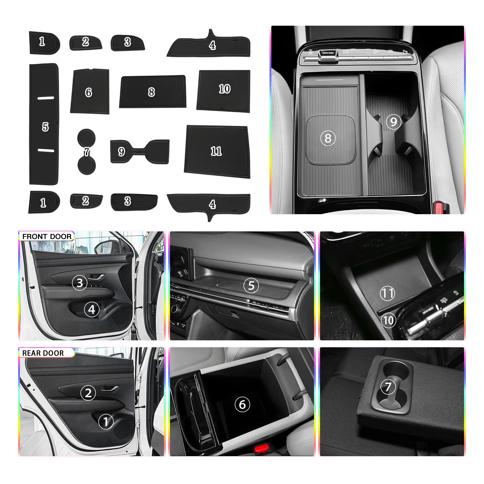 SKTU Tucson center console mat prevents items from shifting.