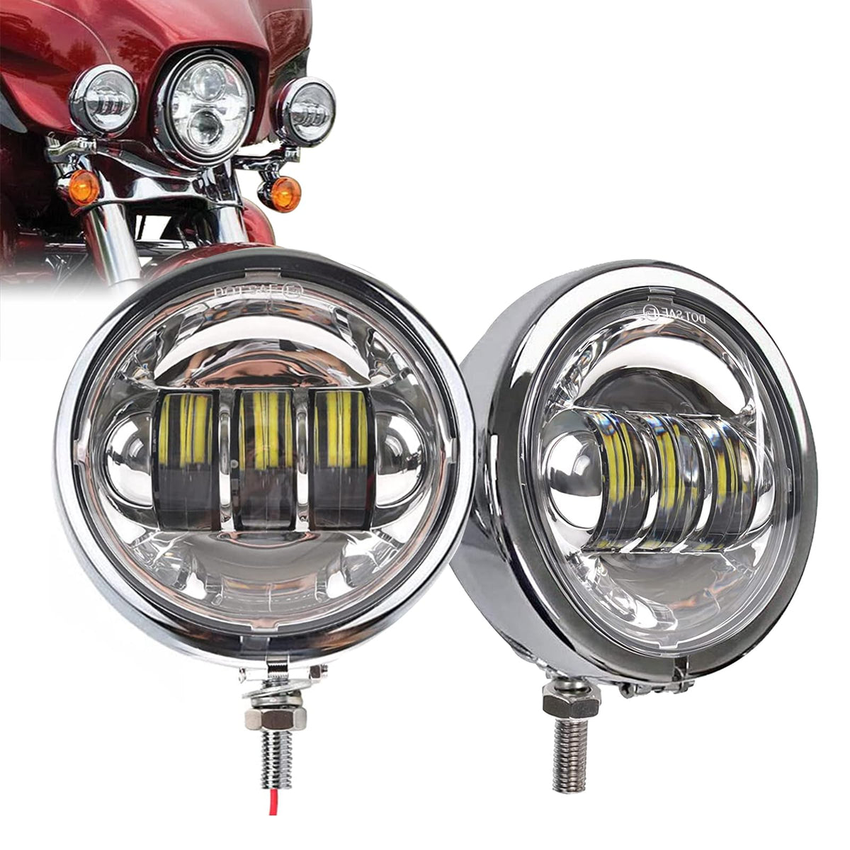 SKTYANTS 4.5-inch LED fog light chrome enhances nighttime visibility on motorcycles