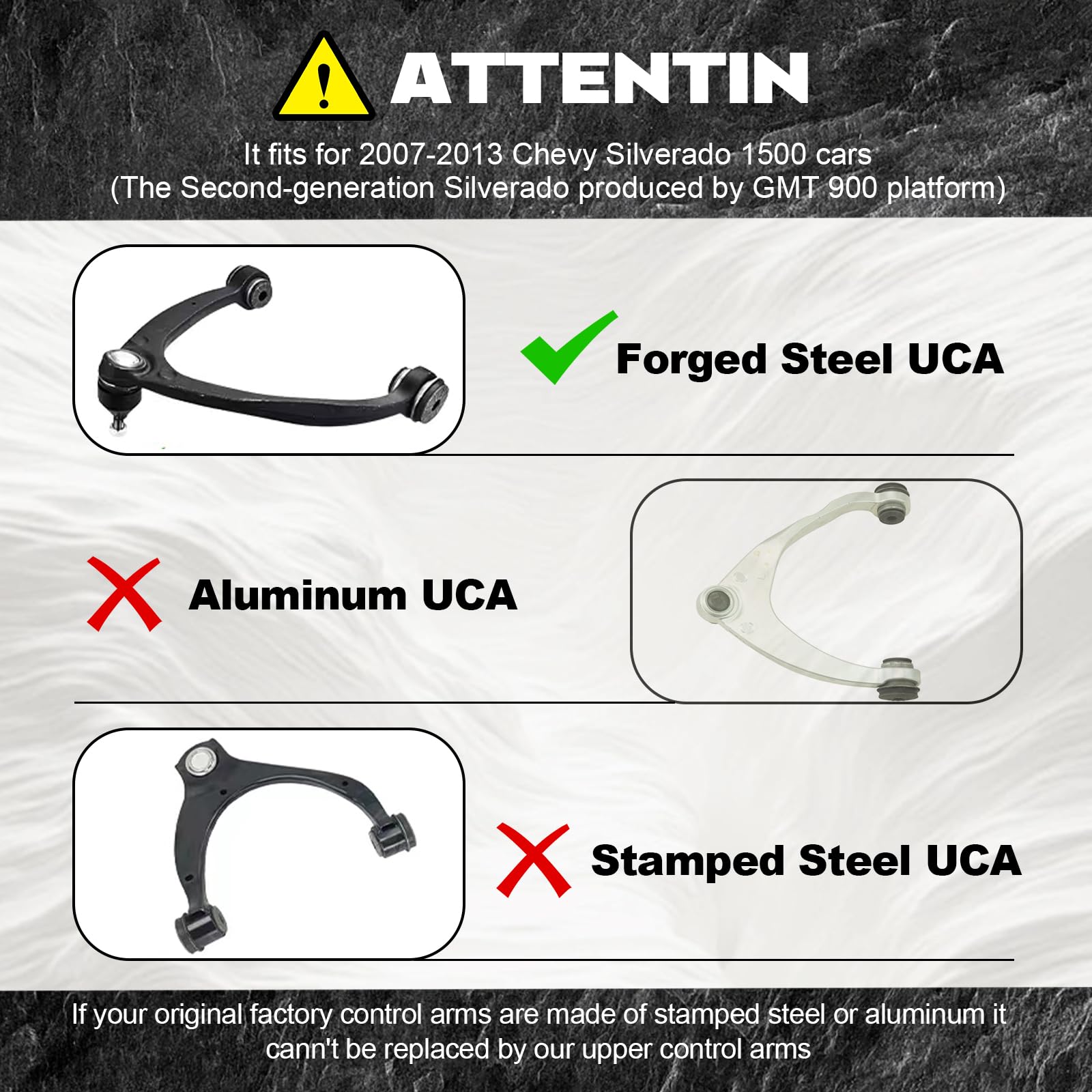Reinforced brackets on SKUCH 4X4 upper arm boost durability.