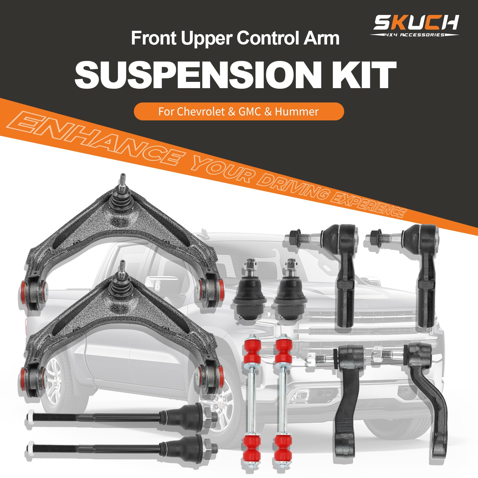 SKUCH 4X4 sway bar end link close-up for reduced body roll.