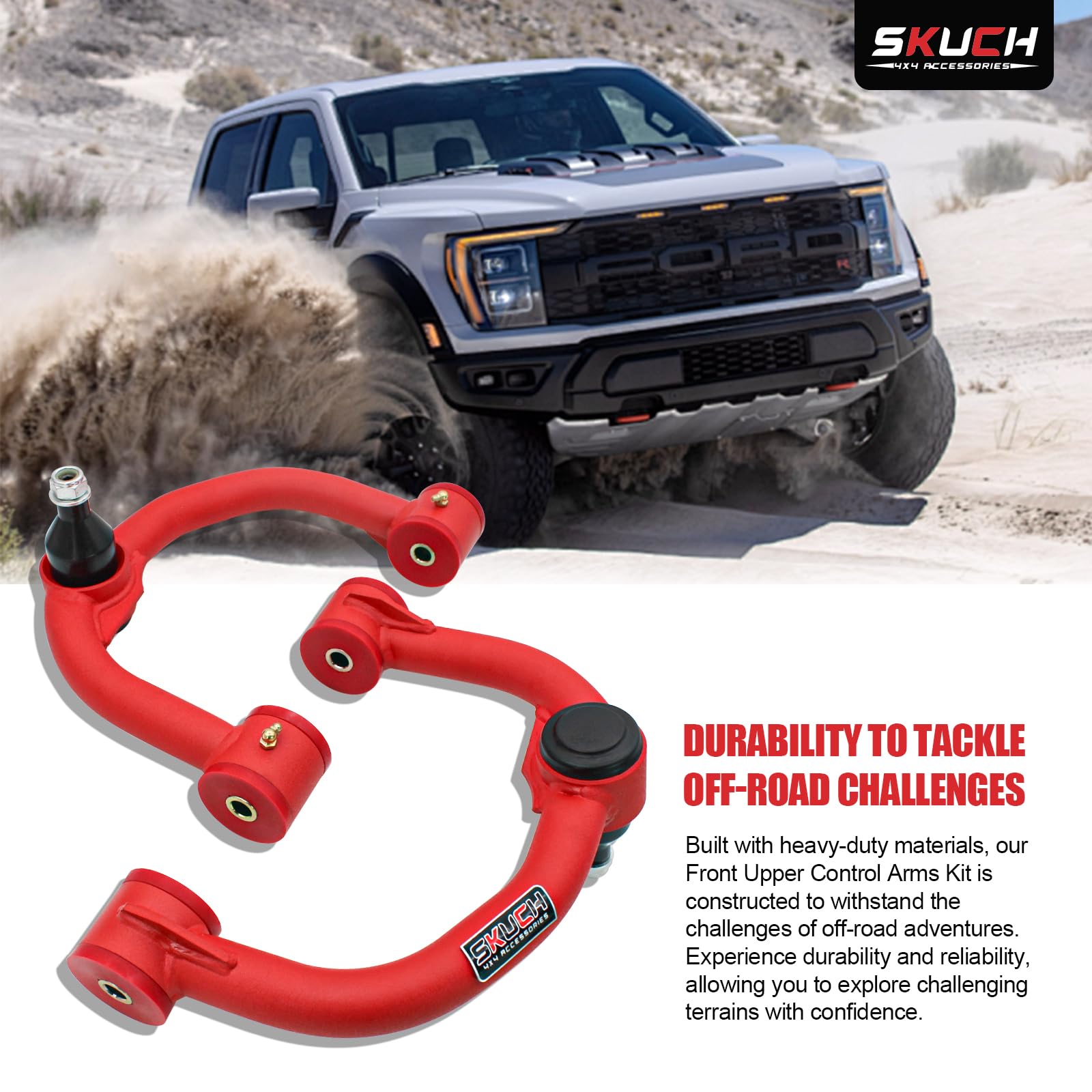 SKUCH 4X4 grease-injectable ball joints enable easy maintenance.