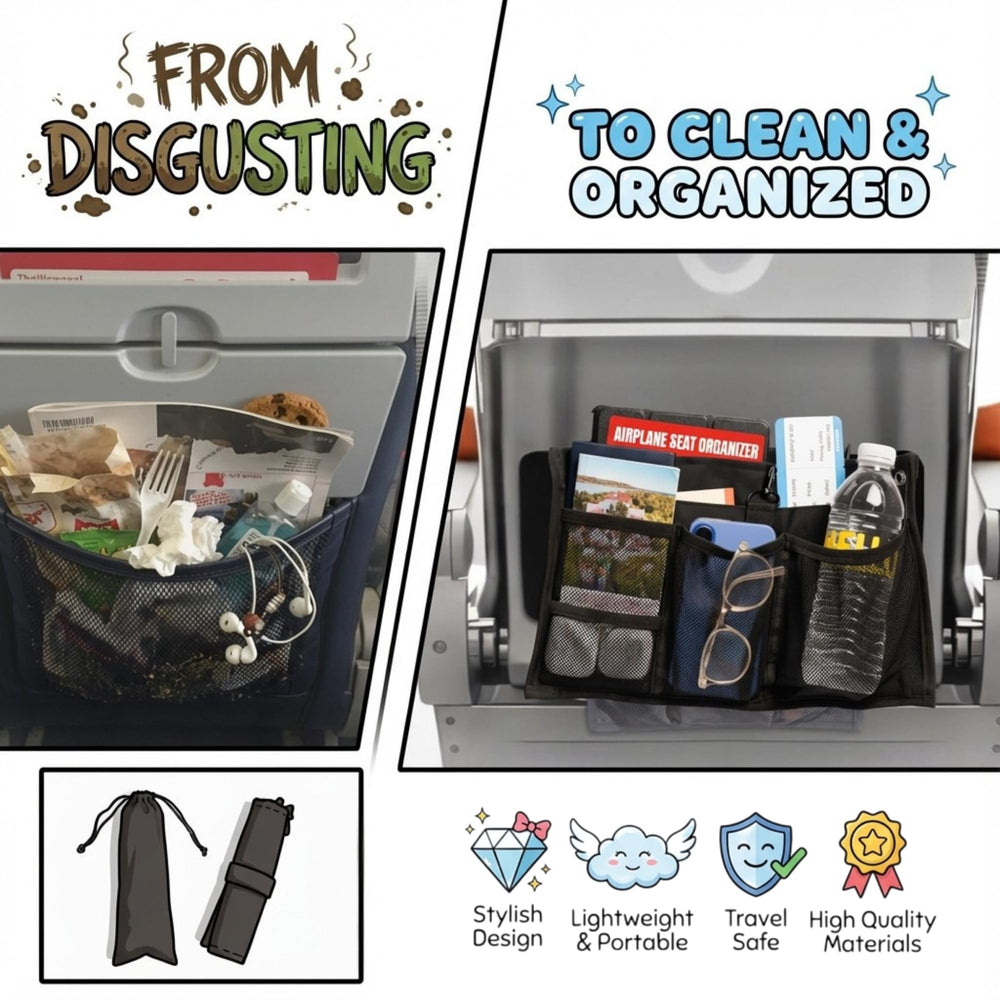 SKY STASH seat-pocket multi-pocket design keeps devices within reach