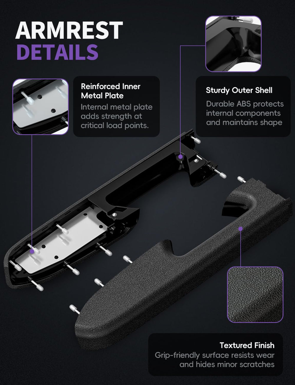 Skylarion armrest installation process photo suggests quick, clean setup.