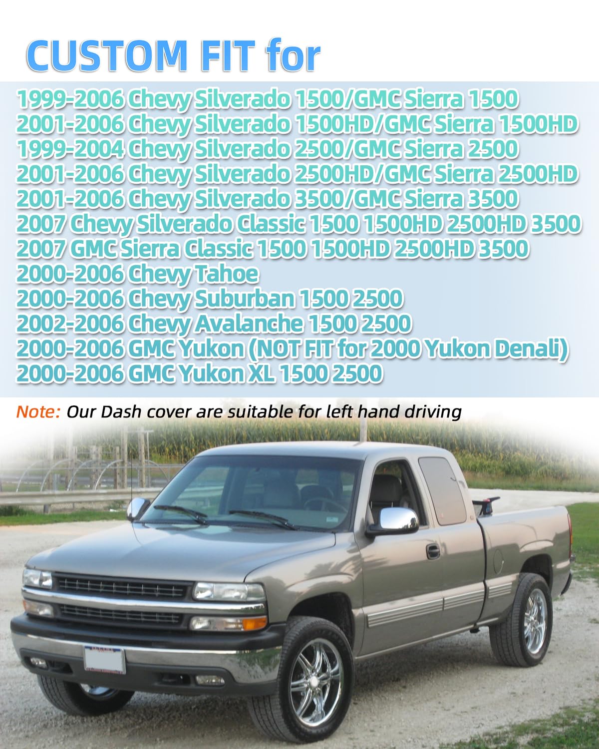 SkyloTEC dash cover for GMC Sierra shows precise vent cutouts and sensor openings.