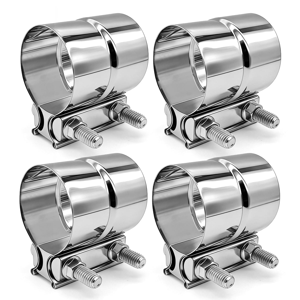 SkyMiro 3-inch exhaust clamp assembly showing a secure pipe join.
