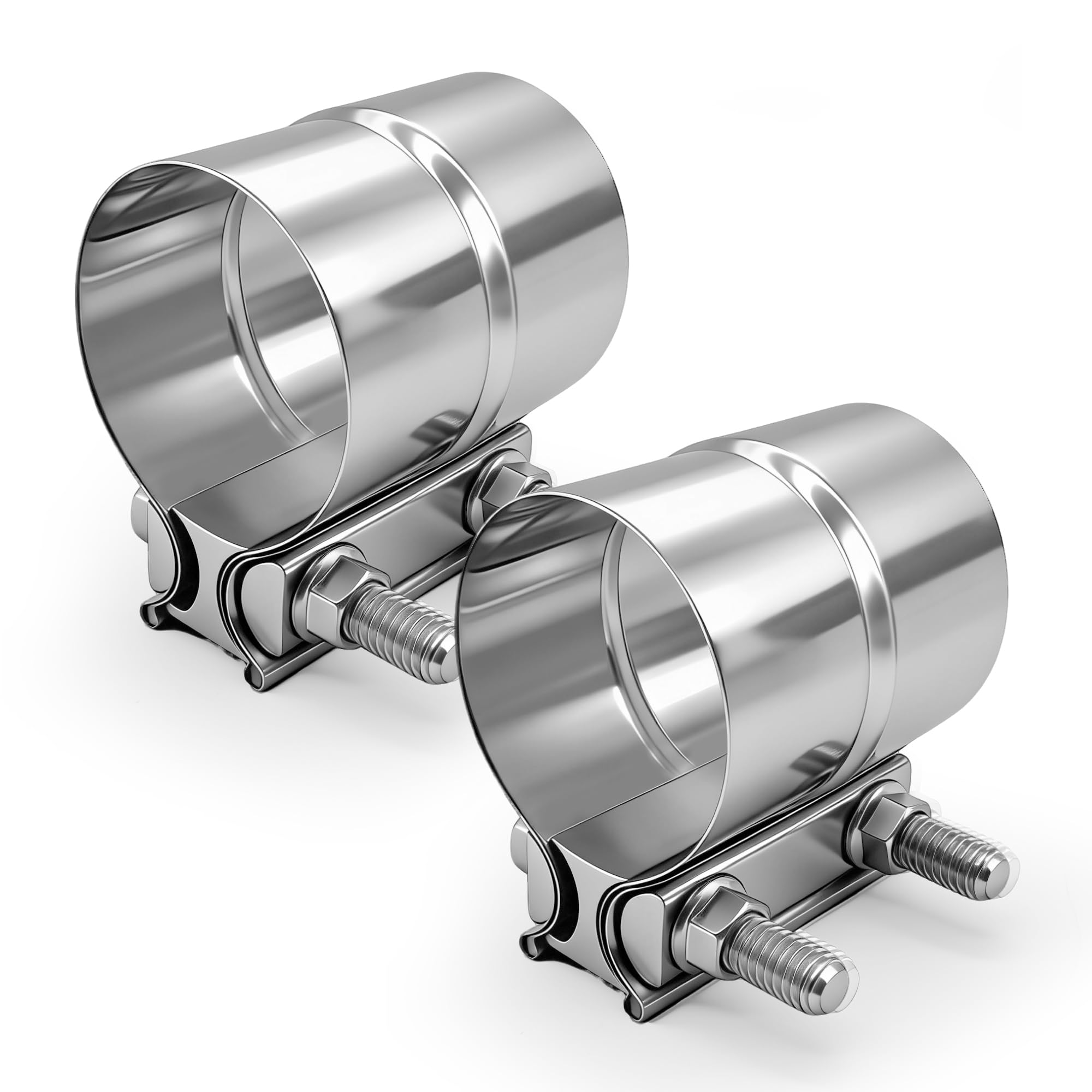 SKYMIRO exhaust clamp band secures 2.5‑inch piping for reliable connections.