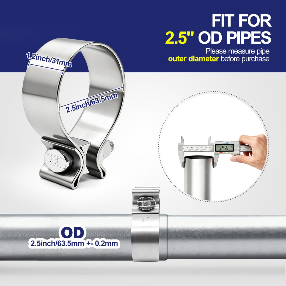 SKYMIRO 304 stainless steel clamp close-up showing corrosion resistance.