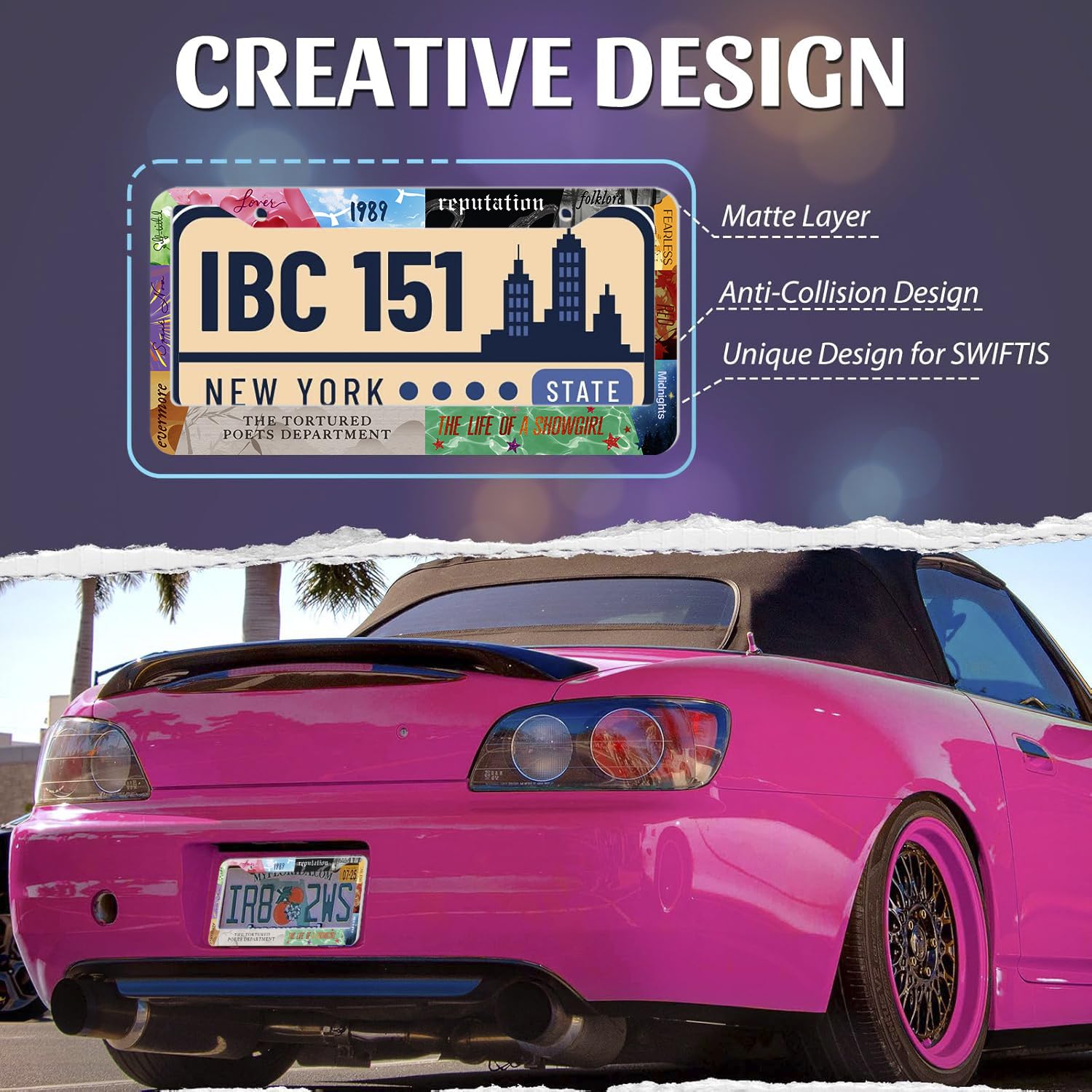 Colorful SKZOHROT license frame adds stylish accent to any vehicle