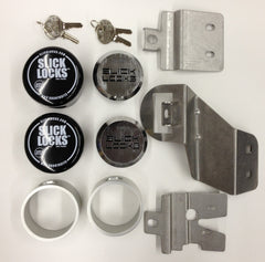 Slick Locks sliding door kit on Chevy/GMC showing secure integrated spinners