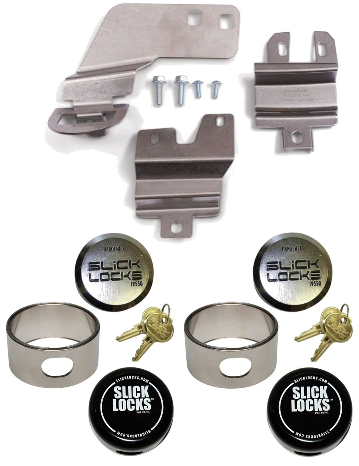 Slick Locks FD-TR-FVK-Slide-TK side-door brackets secure Ford Transit without drilling.